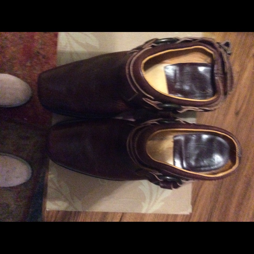 Frye square toed mules. Made in USA